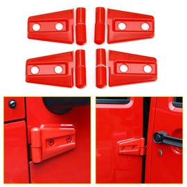 CheroCar Fit for Jeep Wrangler Door Hinge Covers for Jeep Wranlger Unlimited Rubicon Sahara Sports Accessories 2007-2018 JK JKU 4pcs Red