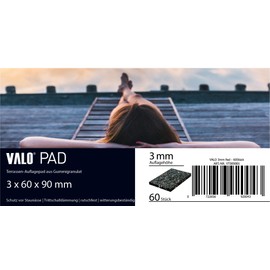 Valo VT00900_1-3 Plastic Rubber Granulate Patio Pad Weatherproof for Balcony, Garden and Decking