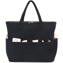 LEDAOU Large Beach Bag with Zip Women's Waterproof Shoulder Bag Tote Bag Shopper Sandproof with Zip Pool Fitness Travel Bag Family, Cord black