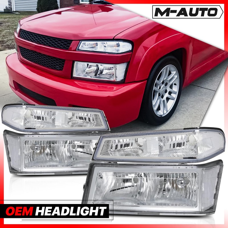 M-AUTO Headlights Assembly Compatible with 2004-2012 Chevy Colorado GMC Canyon,