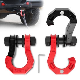 AMBULL 3/4" D Ring Separate Shackles, 52,910lbs Break Strength Easy Open Towing Winch Shackles, Heavy Duty Shackles with 7/8" Screw Pin for Tow Strap Winch Off Road Vehicle Recovery (BlackRed)
