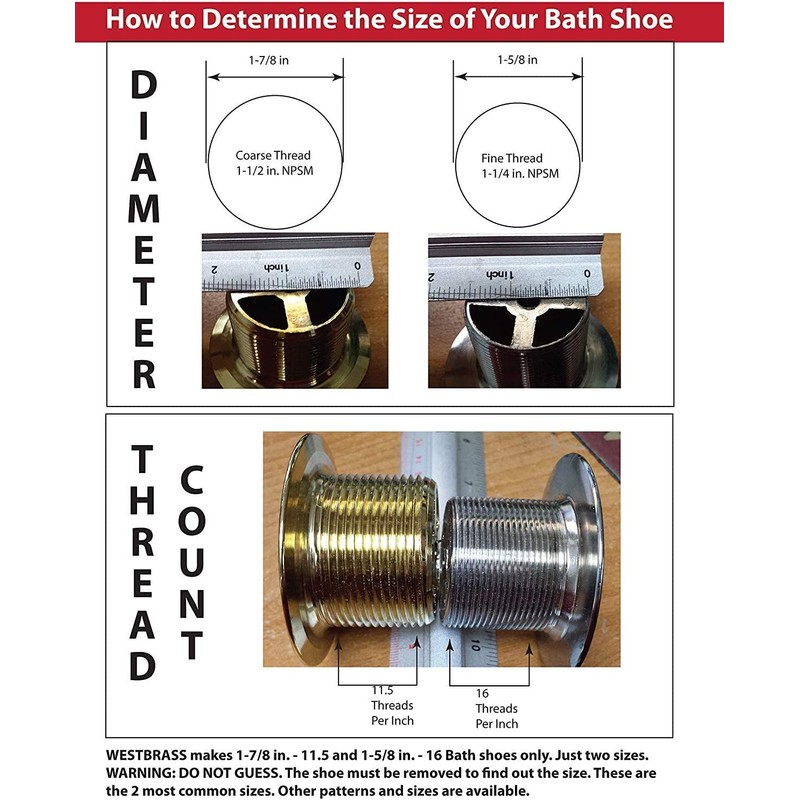 Westbrass A398R-26 1-1/2" NPSM Coarse Thread Mushroom Tip-Toe Bathtub Drain