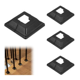 M METERXITY 4-Pack Post Base Cover, Fits 1"x 1" PVC Post Skirt Split Type for Indoor/Outdoor Iron Railing/Wood Posts/Fence/Stairs/Patios/Handrail/Porch Column Wrap Post Trim [Black]