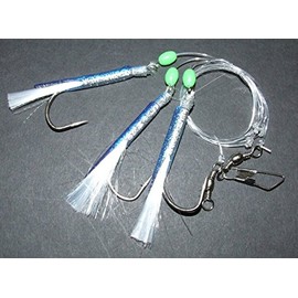 FFT 3 x SUPER CATCH JUMBO SILVER DREAM RIG LURE 3 x 7/0 HOOK BOAT BASS COD SEA FISHING LINE CLIP