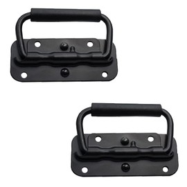 Belvanr Hardware Boxes Handle Pack of 2 Spring-Loaded Box Handle Folding Handle Boxes Handle Hardware Boxes Spring-Loaded Box Handle Folding Handles Carry Handle for Toolbox Door Black (100 mm)