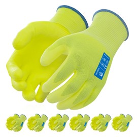 Infimor 6 Pairs Cut Resistant Gloves, CE Level 3 ANSI CUT 3 Protective Cutting Work Gloves for Women and Men, Firm Grip Construction Mechanics Gloves and Gardening Gloves(Yellow,M)