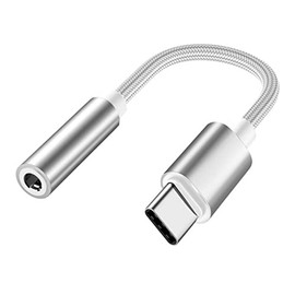 PADCR USB C Headphone Adapter, USB-C to 3.5 mm Jack Headphone Audio Adapter, Universal (Silver)