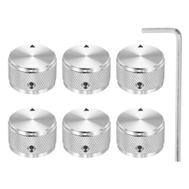 MECCANIXITY 6 Pcs Aluminium Potentiometer Knobs, 1/4" (6mm) Universal Volume Tone Control Knobs for Guitar, Bass, Diamond 5/8" Silver