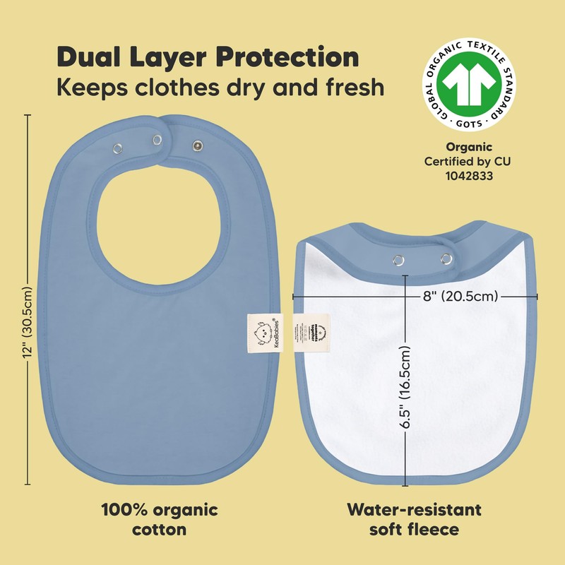 8-Pack Organic Baby Bibs for Boys, Girls - Soft Cotton