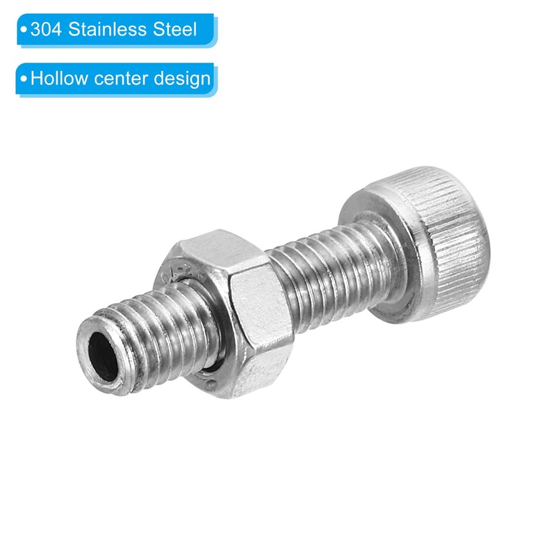 PATIKIL M8x30mm 304 Stainless Steel Hollow Bolt, 4 Set Cylindrical