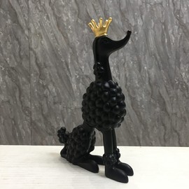 Artgenius Golden Crown Black Poodle Figurine,Small (Black)