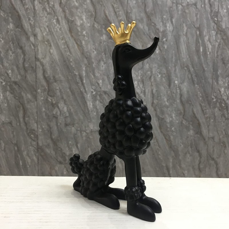 Artgenius Golden Crown Black Poodle Figurine,Small (Black)