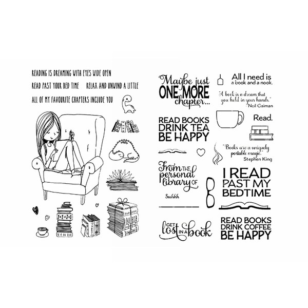 Juego de 2 sellos transparentes para leer y beber café