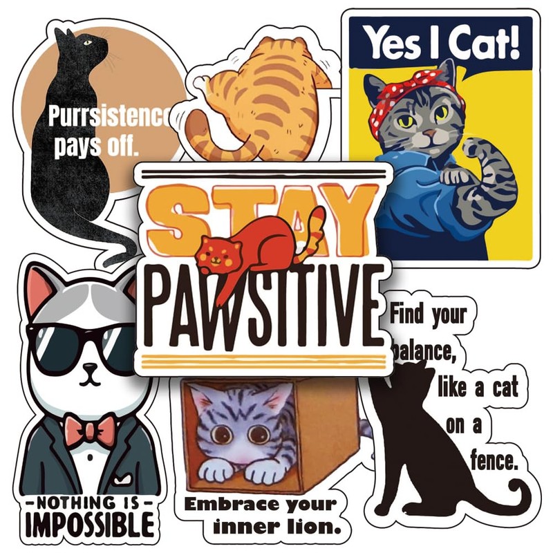 Motivational Cat Reward Stickers Pack - Funny Classroom Incentives for
