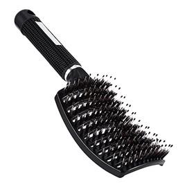 Salon Massage Bristle, Cepillo Static Wet Curly Detangle Brush Black Fingerbrush Combo Hair Brushes Comb Loss Health Care Anti (Black)