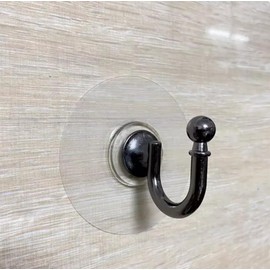 Cciphy Adjustable Self Adhesive Curtain Tieback, Non-Trace Stick Metal Wall Hook Holder, Cute Window Curtain Hook, No Drill Tieback Buckle Curtain Holdbacks for Home Decor, 2 Pack (Black)