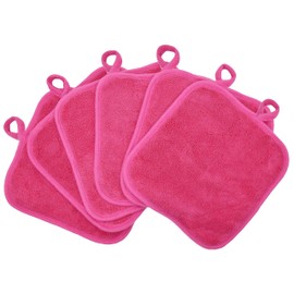 BloomSesame Microfibre Make-Up Cloth, Reusable Microfibre Face Cleansing Cloth, Makeup Remover Cloth, Rose Red (8 x 8 Inches, Pack of 6)