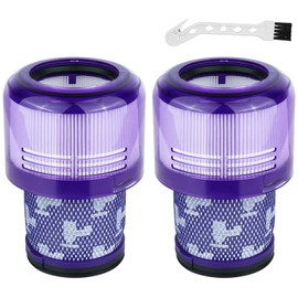 AFDD V11 Filters Replacement for Dyson V11 Animal,V11 Torque Drive V11 Extra V15 Detect Cordless Vacuum Cleaner Filter for Dyson Part#970013-02, 2 Pack Filters and 1 Clean Brush