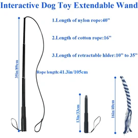 GOOSEEN Flirt Pole for Dogs Interactive Dog Toys for Large Medium Small Dogs Chase and Tug Extendable Flirt Pole with 1pcs Cotton Lure Rope Toy for Dog Outdoor Entertainment, Train and Exercise