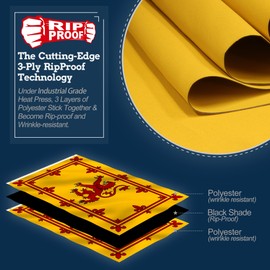 Anley Rip-Proof Double Sided 3-Ply Scotland Rampant Lion Flag 3x5 Foot - Vivid Color, Canvas Header and Wrinkle Resistant - The Strongest, Longest Lasting Scottish Rampant Lion Flags 3 X 5 Ft