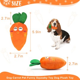 Andiker 2 pcs Dog Squeaky Toy, Dog Carrot Pet Funny Squeaky Toy Dog Plush Toy for Small Medium Large Dogs and Cats (2pcs)