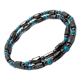 ZIG's (tc03-la) [17.7, 19.7, 21.7, 21.7 inches (45, 50, 55 cm), Stylish, Magnetic, Magnetic Necklace, Hematite x Turquoise, Anklet, Braceletable, Gemstone, Hematite Turquoise (Turquoise)
