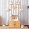 Heybly Cat Tree with Litter Box Enclosure, 76.8-inch Wooden Cat