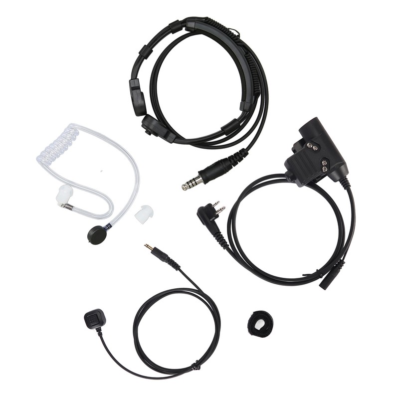 Throat Mic Earpiece 7.1mm Plug with Finger PTT Portable for