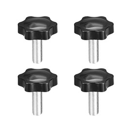 sourcing map Set of 4 Clamping Screws Star Head Star Handle Knob 38 mm Plum Hexagonal Shape Handle Knob M10 × 25 mm Thread