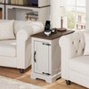 TRONLEE Narrow End Table with Storage, Farmhouse Side Table with