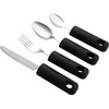 Adaptive Utensils Set (4-Pieces), Non-Weighted, Non-Slip Handles for Hand Tremors,