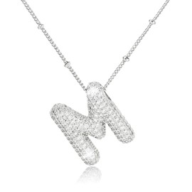 choice of all Letter Pendant Chain Gold Cubic Zirconia Initial Necklace with A-Z Letter Pendant, Jewellery Women's Pendant Letter Necklace, Metal, No Gemstone