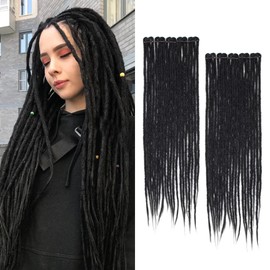 24 Inch Clip in Dreadlock Hair Extensions 10Clips 40 Strands Synthetic Handmade Soft Clip In Dreads Extensions for Women,Black