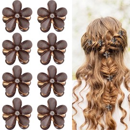 10 Pcs Mini Diamond Hair Claw Clips,Cute Flower Claw Clips,Sweet Mini Barrettes Hair Styling Accessories,Flower Hair Accessories,for Photograph,Daily,Party,Wedding