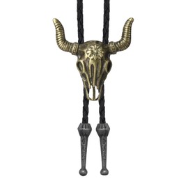 Wincredulous Leather Cowboy Necktie, 37.5 Inches Adjustable Bolo Tie Necklace,Handmade Western Rodeo Theme Leather Rope Necklace, Costume Accessories for Men, Women (Gold)