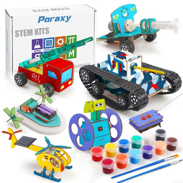 STEM Projects for Kids Ages 8-12, 6 Set Model Car Kits, 3D Wooden Puzzles, Educational Science Experiment Kits, Building Toys, Gifts for Boys and Girls 8 9 10 11 12 Year Old