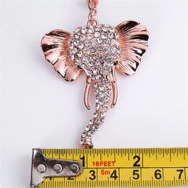 YEHJDSMD Diamond Elephant Head Keychain Metal Animal Keyring Exquisite Fashion Bag Ornament Car Pendant Keychain for Men and Women for Key Loss Prevention