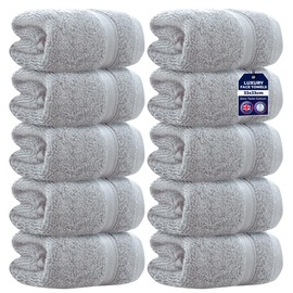 Towelogy Zero Twist Face Cloths 33x33cm - 100% Egyptian Cotton Washcloths Absorbent & Super Soft Hotel Quality Towels | Oeko-Tex Certified (10, Silver Grey)