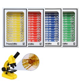 Ninyoon 48pcs Microscope Slides with Specimens for Kids – Kids Prepared Microscope Slides for Microscope Camera, Animals Insects Plants Flowers Specimens
