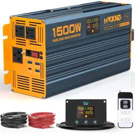 MWXNE 1500W/3000W(Peak) Power Inverter Pure Sine Wave DC 12V to 110V 120V AC Converter 3 AC Outlets Car Inverters with 4 USB Fast Charging Ports, LCD Display and Remote Controller for Truck RV