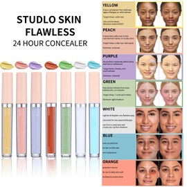 MAEPEOR Liquid Conceal Contour 7 Colors Cream Lightweight Liquid Concealer Contour Makeup for Concealing Blemishes, Brighten Dark Circles (Color 06 Green)