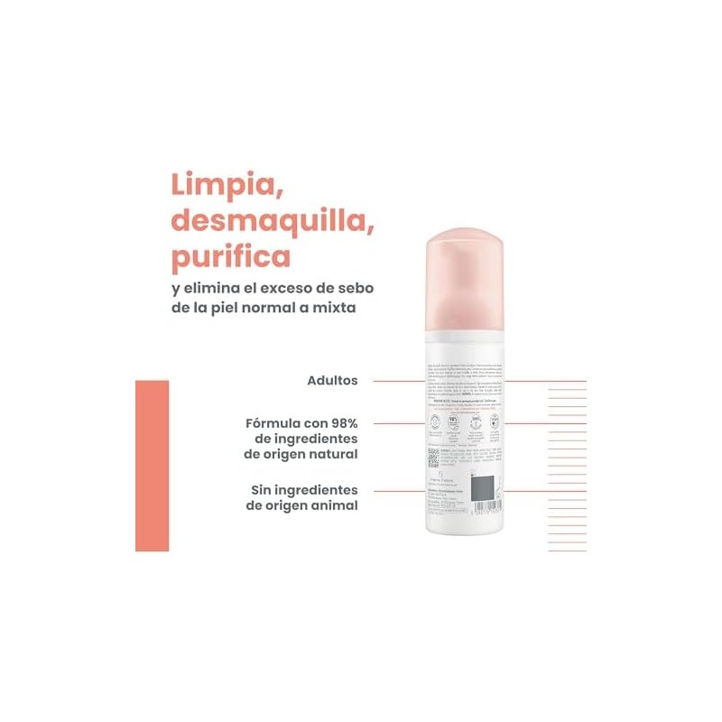 AVENE, Espuma Limpiadora Facial, desmaquilla y purifica, piel normal a