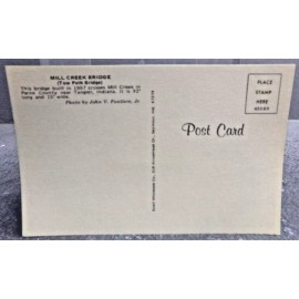 ESTELL WHOLESALE CO INDIANA COVERED BRIDGE POSTCARD MILL CREEK BRIDGE OVER MILL CREEK TANGIER IN