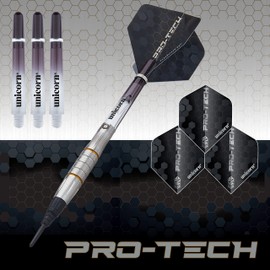 Unicorn Soft Tip Darts Set | Pro-Tech Style 5 | 70% Natural Tungsten Barrels with Golden Accents | Epic Tips | 20 g