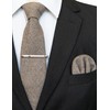 JEMYGINS Cashmere Wool Tie and Pocket Square Tie Clip Sets