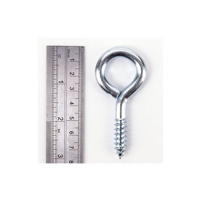 10x Screw in Eyes Large 75mm Heavy Duty BZP Metal