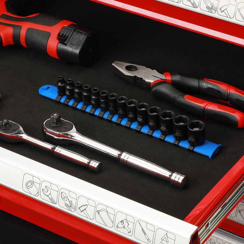 CASOMAN 14PCS 1/4" Drive Magnetic Impact Socket Set, Shallow, 6-Point,