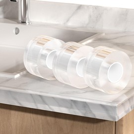 3 Pack Clear Edge Protector Strip,1.57 in x 9.84 FT,Sharp Edge Wrap Cover Tape,Self Adhesive Protective Bumper Guards for Cabinet Door Desk Glass Table Bed Furniture,Kitchen Countertop