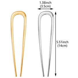 4 Pcs 5.5Inch French Hair Pins Large U-shaped Chignon 2 Prong Bun Hair Sticks Vintage Metal Forks Stick Accessories for Long Thick Hair Women