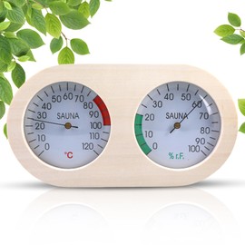 GOEDCH Sauna Thermometer Hygrometer 2-in-1: Sauna Thermometer Hygrometer Wood, Precise Sauna Thermometer, Sauna Accessories, Heat Resistant, Perfect Temperature and Humidity for Sauna 23 × 13 cm